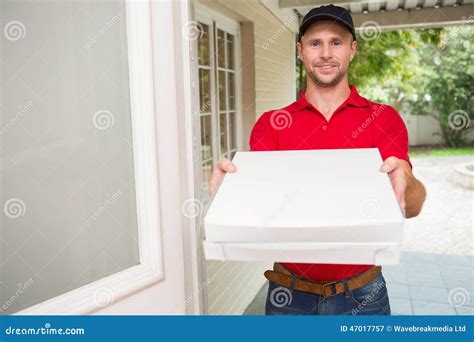 Pizza Delivery Man Delivering Pizzas Stock Image Image Of Pizza