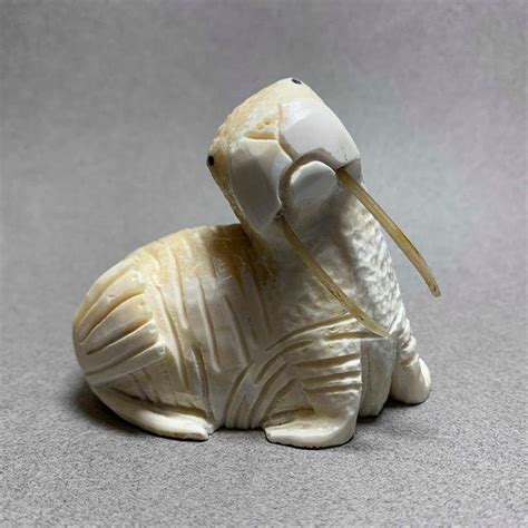 Carving Walrus Inquisitive Carved Of Walrus Tusk Ivory By Carson