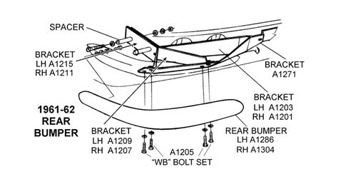 1961 62 Rear Bumper Diagram View Chicago Corvette Supply