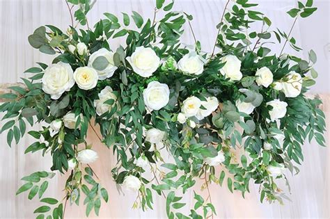 White Rose Greenery In Dark Eucalyptus Wedding Archway Flower Etsy In