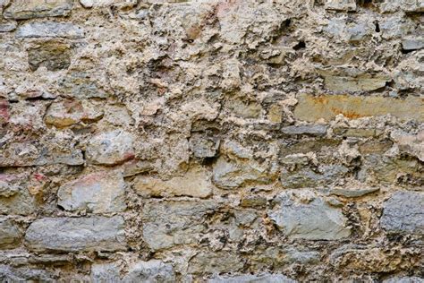 Texture Of Old Medieval Castle Wall Made From Gray Stones Stock Photo