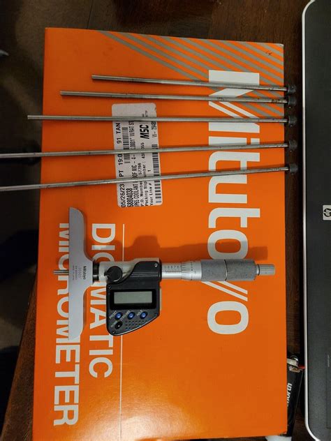 Mitutoyo 329 350 30 Set Digital Depth Micrometer With 6 Rods Grey