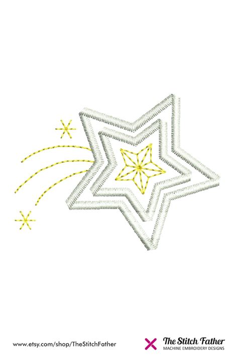 Mini Star Machine Embroidery Design Christmas Shooting Star Etsy