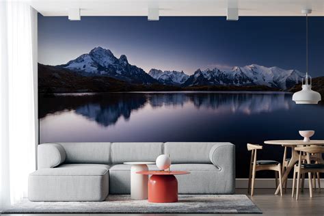 Evening Mountain Reflection Wall Mural Imagimurals Hand Painted