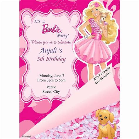 blank barbie birthday invitation template