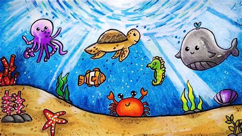 Hidupan Lukisan Dasar Laut Yang Unik Lukisan Dinding 3d Berbagai Tema