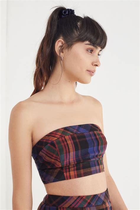 uo darby plaid tube top urban outfitters