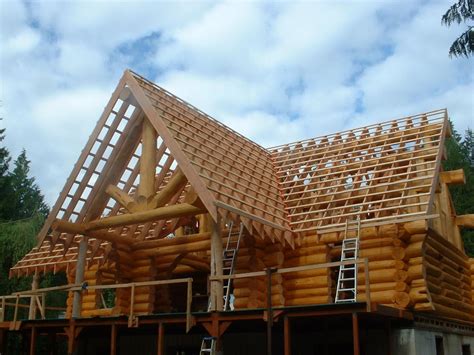 So a small amount of sheer curve is needed and the top will look much better if it slopes slightly up towards the stern. Hand Framing Roof On A Log House. - Carpentry Picture Post ...