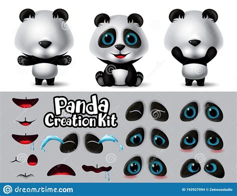 Panda Animals Character Creator Vector Set Pandas Character Editable