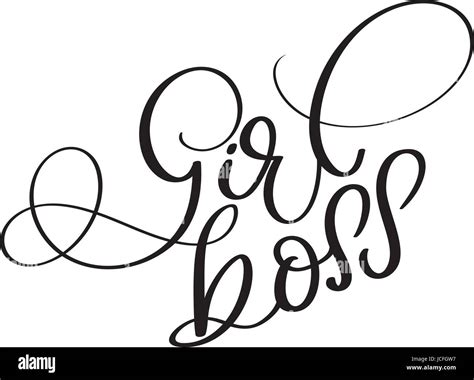 Girl Boss Vector Vintage Text Calligraphy Lettering Illustration Eps10