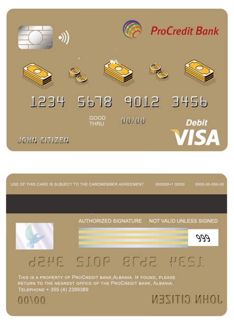 Albania Procredit Bank Visa Card Debit Card Template In Psd Format