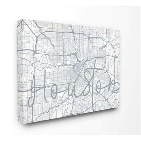 Stupell Industries 36 In X 48 In Houston Modern City Map Grey Word