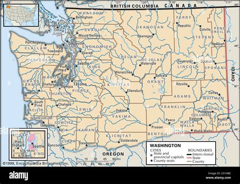 Mapa Político Del Estado De Washington Fotografía De Stock Alamy
