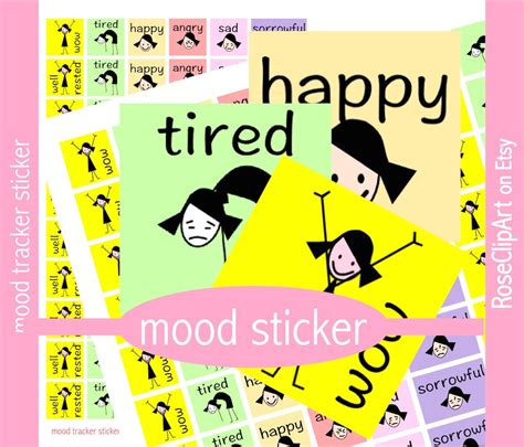 Mood Tracker Stickers Instant Download Printable Mood Etsy