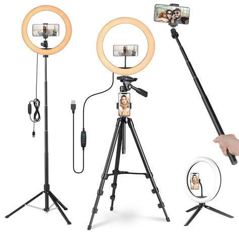 Yescom 1012 Led Ring Light Dimmable W Tripod Stand Phone Holder Usb