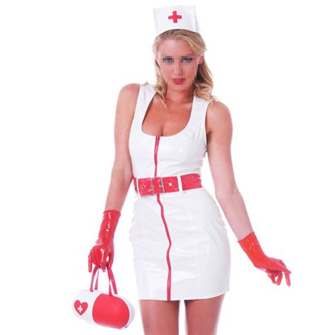 White Latex Nurse Uniform Skirt Tights Latex Dress Costumes With Latex