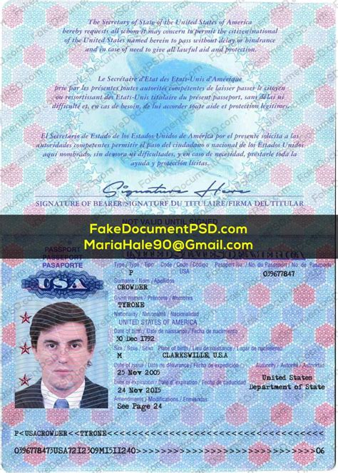 US Passport Template PSD USA Fake Editable Blank 2023