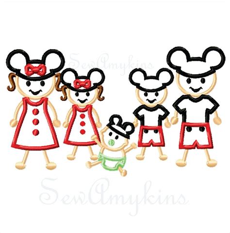 Mouse Hat Stick Figures Digitized Embroidery Design 5 Files Mom Dad
