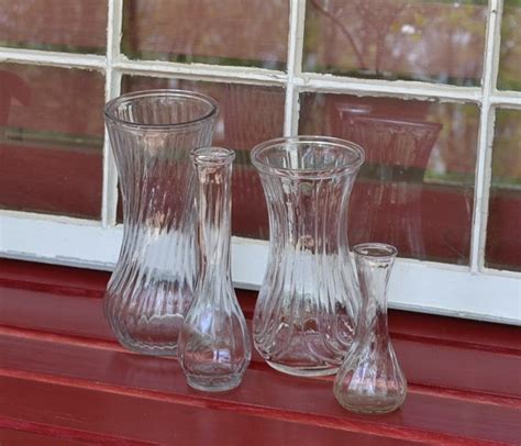 Reserved Vintage Hoosier Glass Vases Set Of Four Clear Glass Etsy