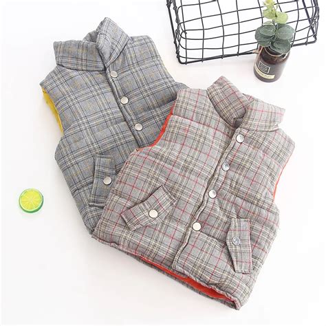 Kids Vests For Boys Girls 2018 Autumn Winter New Fashion Plaid Baby