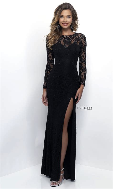 Long Sleeve Black Lace Prom Dress