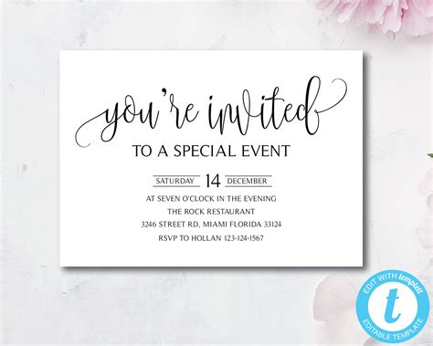 Elegant Youre Invited Invitation Template Special Event Etsy