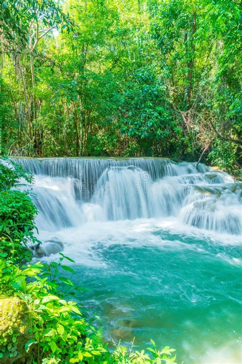 Huay Mae Kamin Waterfall At Kanchanaburi In Thailand Stock Image