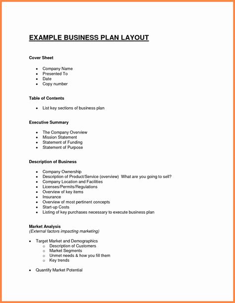 Summary Plan Description Template Inspirational Business Plan Layout