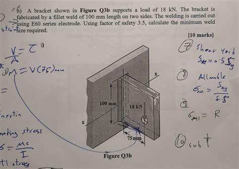 Mechanical Design B A Bracket Shown In Figure Q3b Supports A Load Of