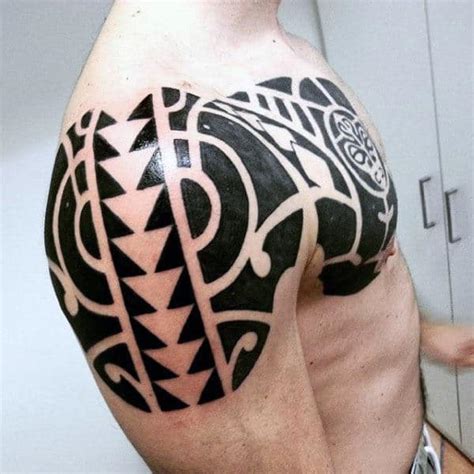 75 Tribal Arm Tattoos For Men Interwoven Line Design Ideas
