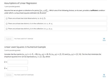 Solved Assumptions Of Linear Regression Point Possible Chegg Com