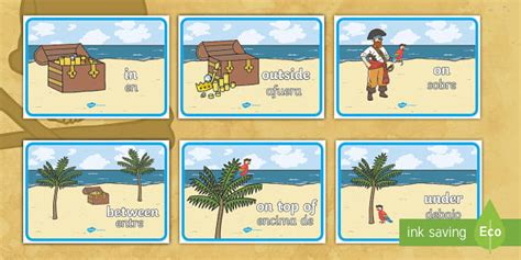 Pirate Positional Language Display Posters English Spanish Pirate