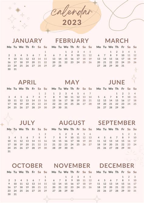 2023 Calendar Simple Calendar Aesthetic Calendar Etsy 2024 Calendar