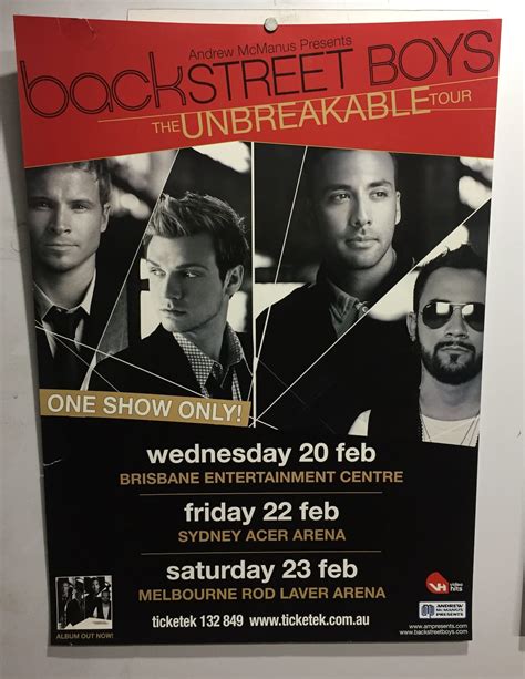 Music Promo Poster Backstreet Boys Unbreakable Tour Bris Syd Mel X