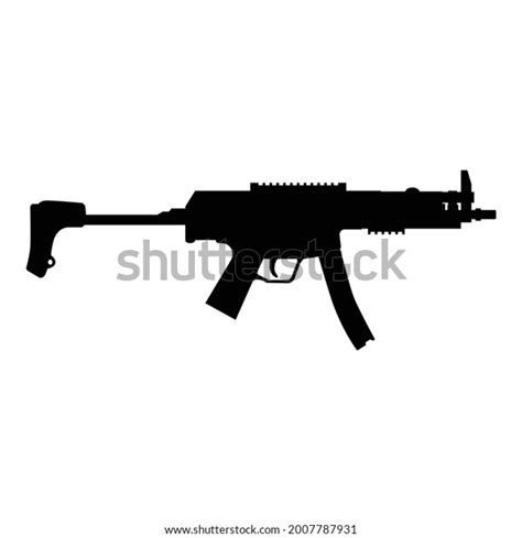 Vector Illustration Mp5 Submachine Gun Isolated Stock Vector Royalty