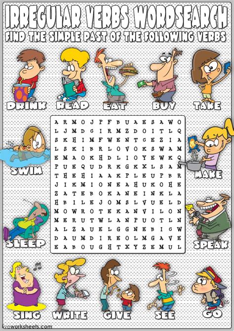 Every Day Action Verbs Wordsearch English Esl Worksheets Word
