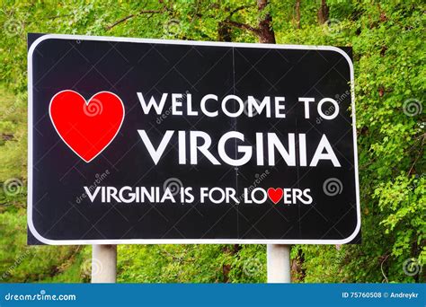 Welcome To Virginia Road Sign Stock Photo Image Of State Border