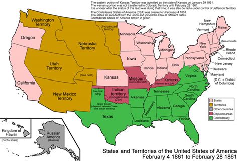 A Map Of The Us From 1861 The Confederate States Are Shaded In Green