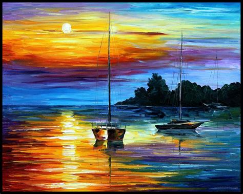 Sunset painting seascape paintings on canvas ocean beach | etsy. 50 Beautiful Sunrise Sunset and Moon Paintings for your ...