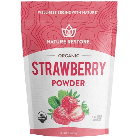 Nature Restore Organic Freeze Dried Strawberry Powder 8 Ounce