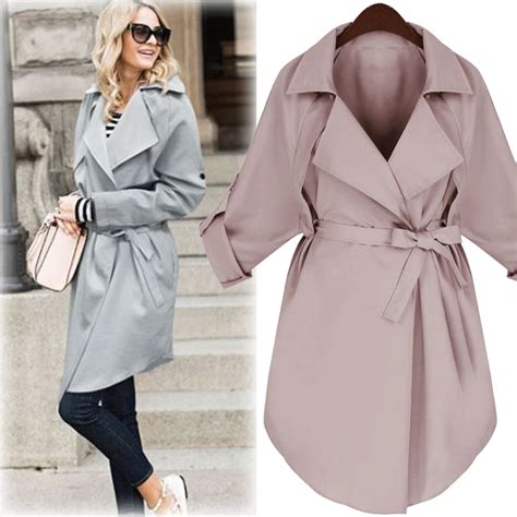 Plus Size Casual Women Trenchs 2019 Autumn Fashion Belt Trench Winter