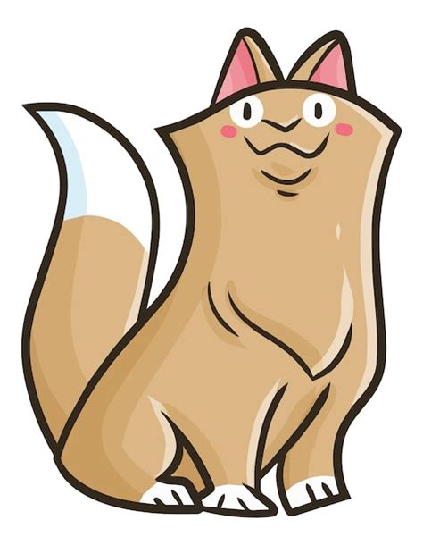 Premium Vector Funny And Cute Brown Cat Smiling Cartoon Illustration