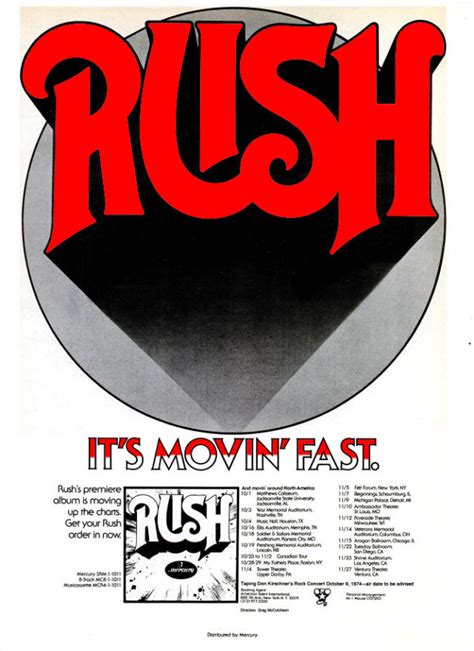 Chrisgoesrocks Music Site ♫♪♪ — Rush First Album Advertising 1974
