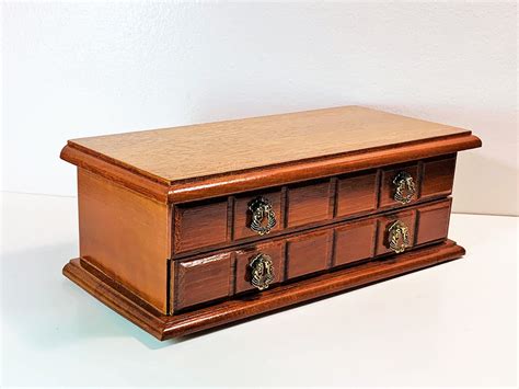 Powell® Red Oak Wood Jewelry Box Hinged Top W Mirror 18 Padded