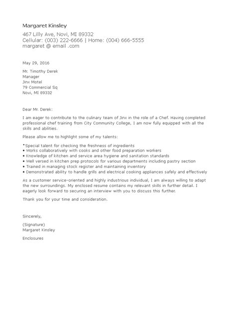 Two sample cover letters with no experience in the field. Chef Job Application Letter No Working Experience | Templates at allbusinesstemplates.com