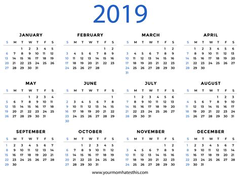 To print the calendar click on printable format link. 2019 Calendars Simple & Quality Templates