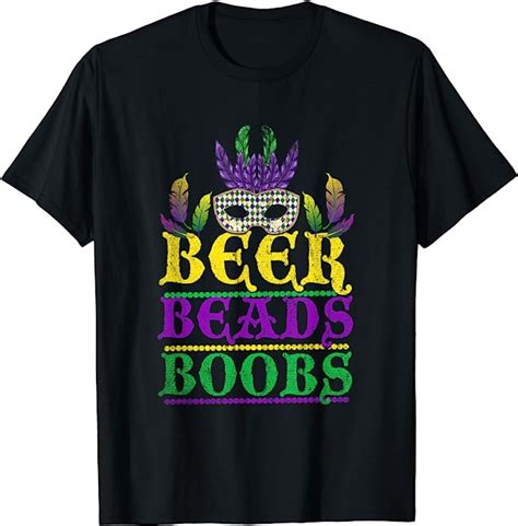 beers beads boobs masquerade parade t funny mardi gras t shirt clothing shoes