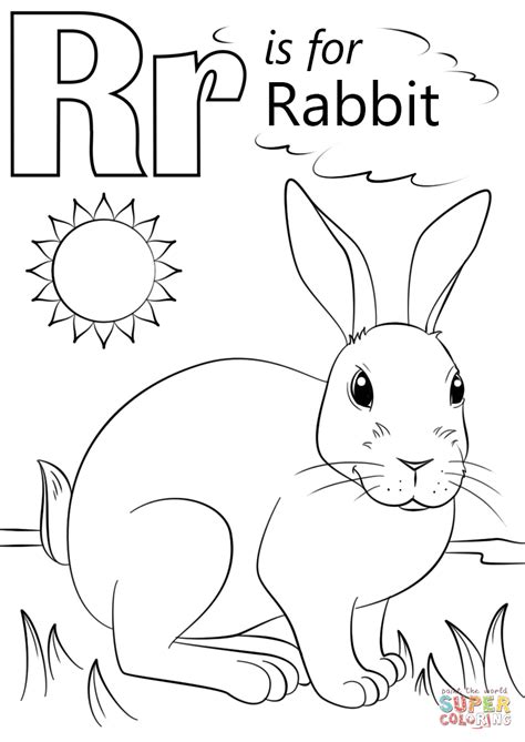 Letter R is for Rabbit coloring page | Free Printable Coloring Pages