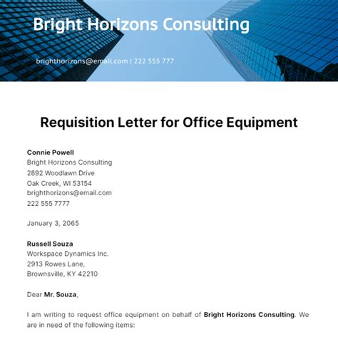 Requisition Letter For Office Equipment Template Edit Online