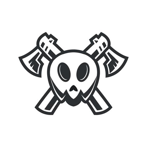 Doodle Skull Axe Illustration Cartoon Concept Vector Suitable For Logo